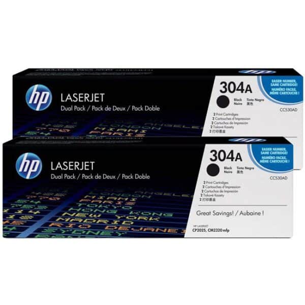 Toner HP 304A Negro Pack x2 (CC530AD) para Color LaserJet CP2025