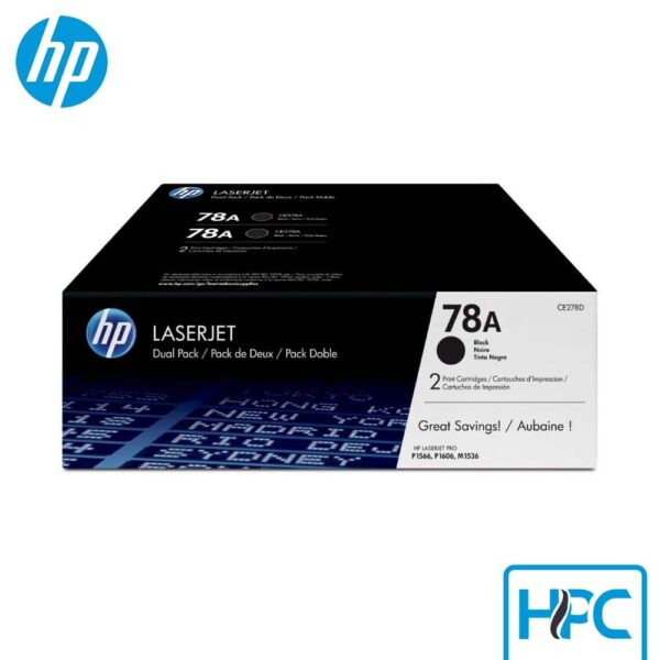 Toner HP 78A Negro Pack x2 (CE278AD) para LaserJet Pro P1606dn