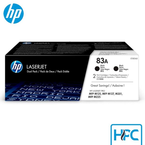 Toner HP 83A Negro Pack x2 (CF283AD) para LaserJet Pro M125, M127