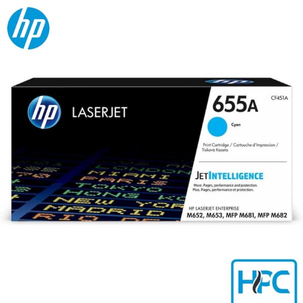 Toner HP 655A Cyan (CF451A) para LaserJet Enterprise M652, M653