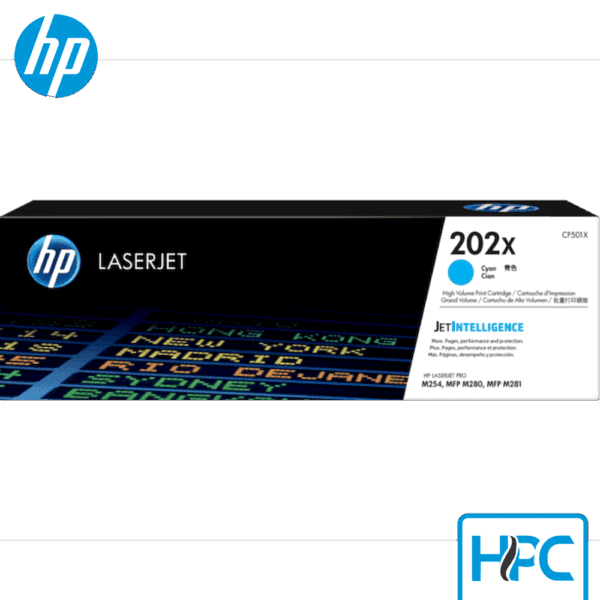 Toner HP 202X Cyan Alta Capacidad (CF501X) para LaserJet Pro M254