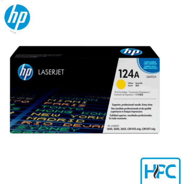 Toner HP 124A Amarillo (Q6002A) para Color LaserJet 1600, 2600n