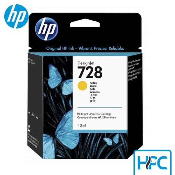 Tinta HP 728 Yellow (F9J61A) para DesignJet T730, T830