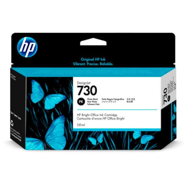 Tinta HP 730 Negra Mate (P2V67A) para DesignJet T1600, T1700, T2600